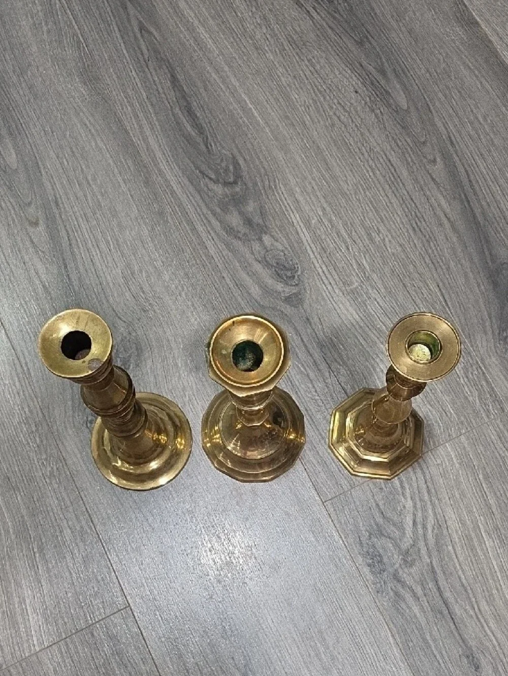 Brass VintageCandlestick Holders Set Of 3